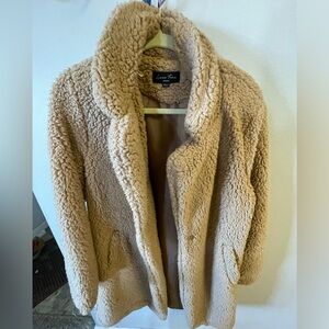 Fluffy beige teddy Sherpa coat